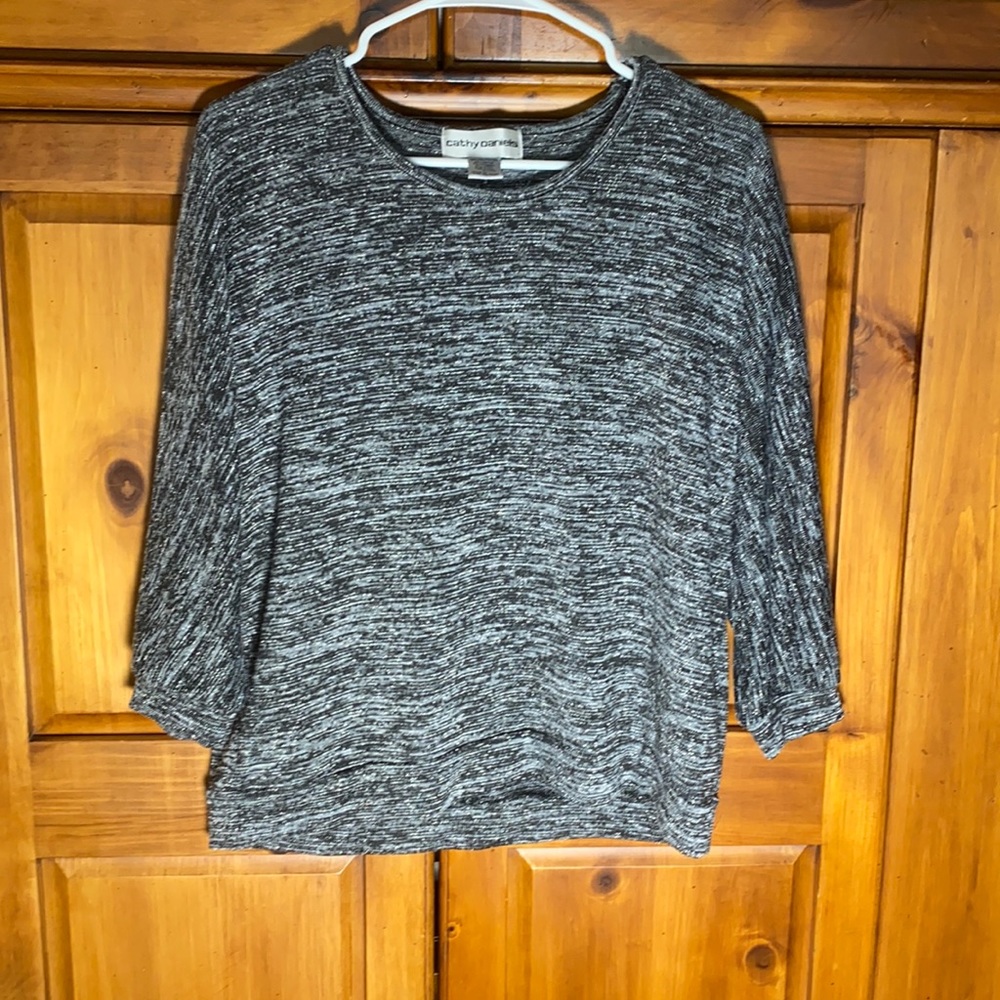 Cathy Daniels Black and Silver Blouse Top